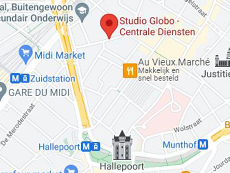 Dit is een kaart waarop de centrale diensten van Studio Globo aangeduid staan.