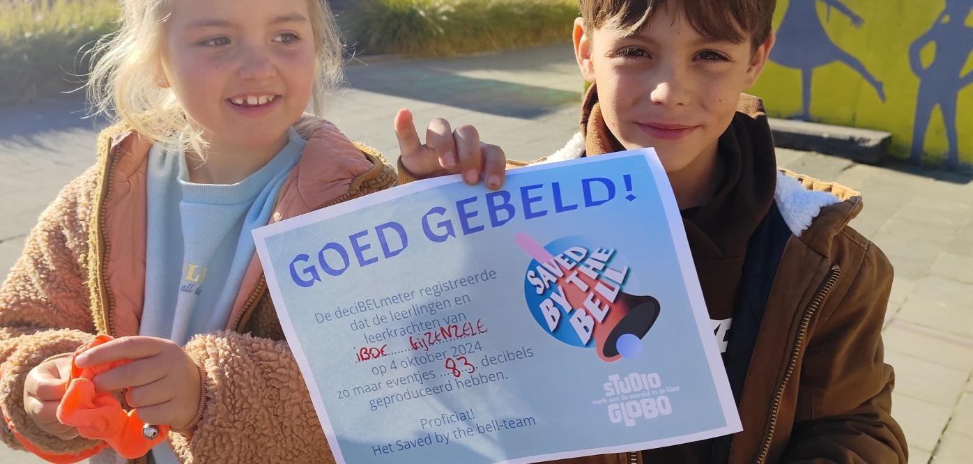 Leerlingen van Iboe Gijzenzele tijdens de actie Saved by the bell van Studio Globo